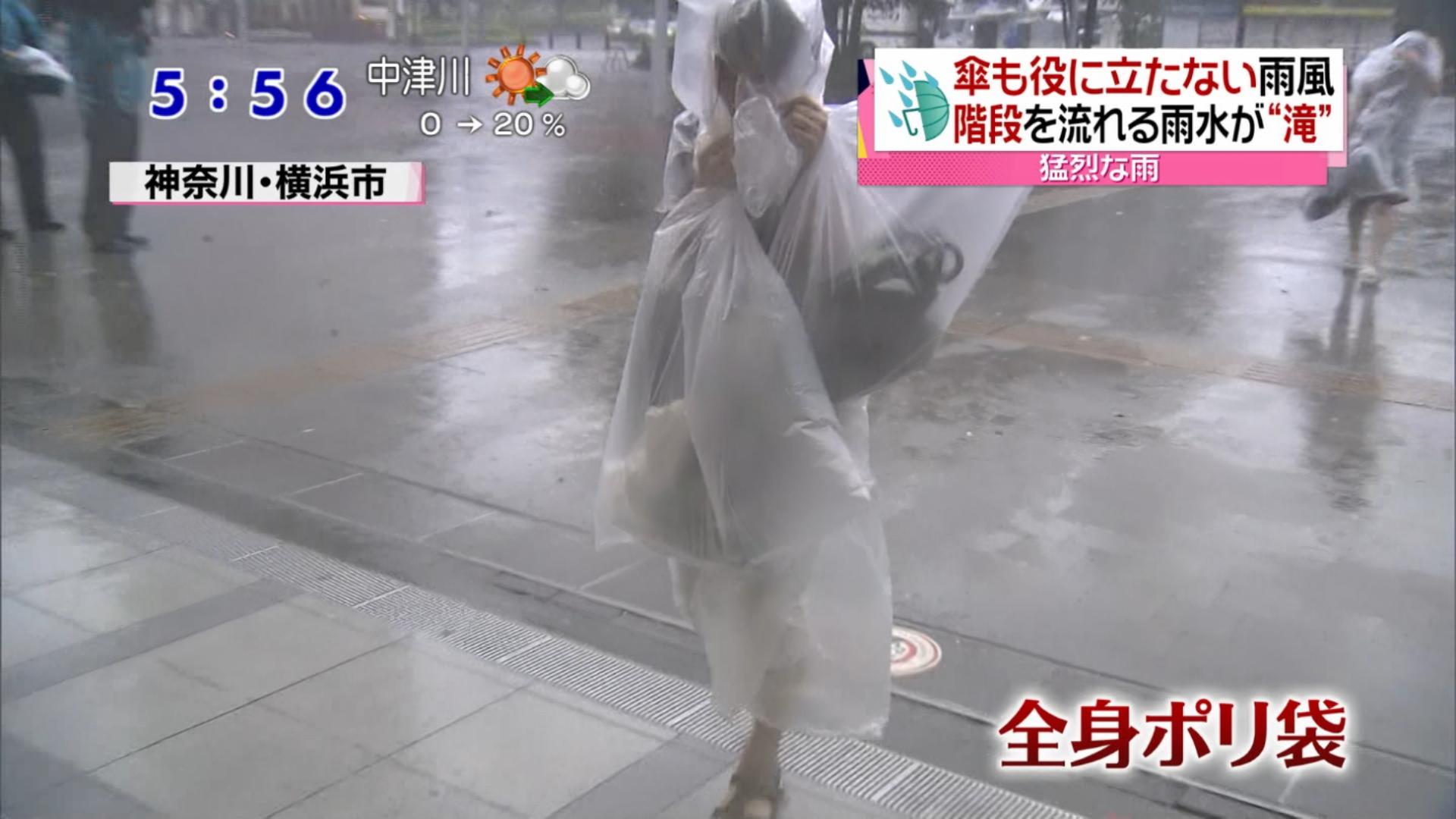 【画像】全身ポリ袋で台風の中を歩く女ｗｗｗｗｗｗｗ