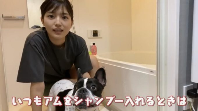 【画像】川口春奈さん、愛犬をシャンプーするだけでいっぱい再生されてしまう